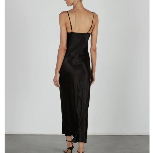 ENZA COSTA Dress Womens Medium 2 Black Satin Bias Slip Maxi Spaghetti Strap NEW - Picture 3 of 15